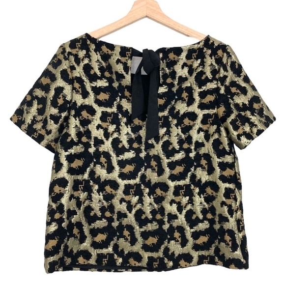 HUTCH X ANTHROPOLOGIE Metallic Animal Print Brocade Keyhole Tie Back Top - Picture 7 of 10